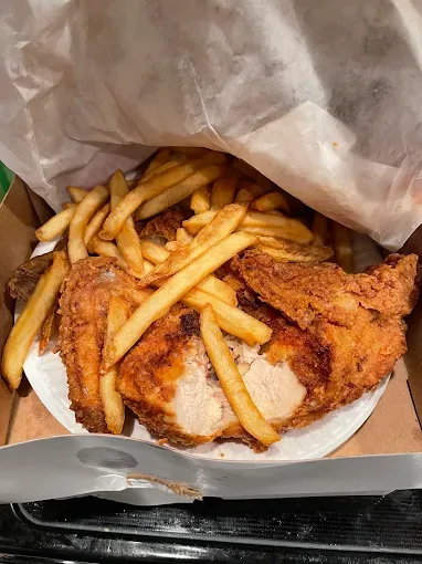 Southern fried chicken with french fries